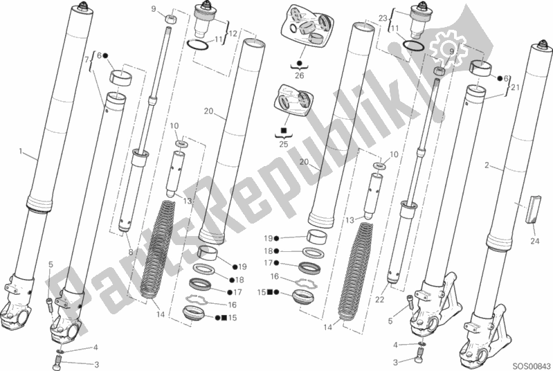 Tutte le parti per il Forcella Anteriore del Ducati Scrambler Desert Sled 803 2018